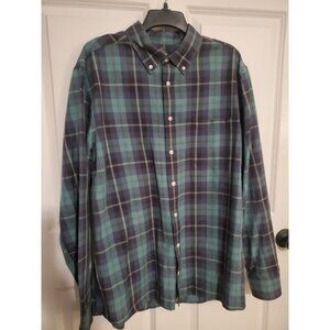 Merona Tailored Fit dress shirt button closure long sleeve Men's XL Blue/Green